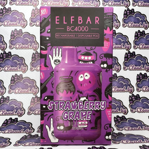 Одноразовый парогенератор Elf Bar 4000 USB (Оригинал) - Клубника, виноград - 20мг/мл. Strong купить в Минске