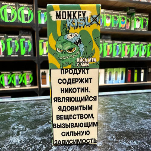 Monkey Vape Kislo Salt - 10 - Кислая Мята с Лимоном 25мл. - 20мг/мл. купить в Минске