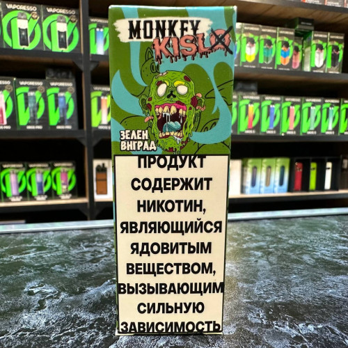 Monkey Vape Kislo Salt - 12 - Кислый Зеленый Виноград 25мл. - 20мг/мл. купить в Минске