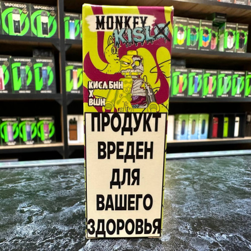Monkey Vape Kislo Salt - 7 - Кислый зеленый Банан с Вишней 25мл. - 20мг/мл. купить в Минске