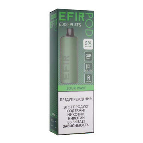 Одноразовый парогенератор Efir Pod 8000 (Sour) - Sour Double Apple Ice - 20мг/мл. Strong Одноразовый парогенератор Efir Pod 8000 (Sour) - Sour Double Apple Ice - 20мг/мл. Strong
