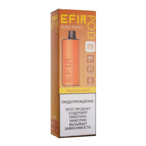 Одноразовый парогенератор Efir Pod 8000 (Yellow) - Peach Mango Watermelon - 20мг/мл. Strong Одноразовый парогенератор Efir Pod 8000 (Yellow) - Peach Mango Watermelon - 20мг/мл. Strong