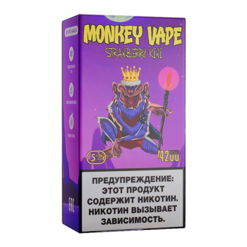Одноразовый парогенератор Monkey Vape 4000 USB - Клубника, киви - 20мг/мл. Strong Одноразовый парогенератор Monkey Vape 4000 USB - Клубника, киви - 20мг/мл. Strong