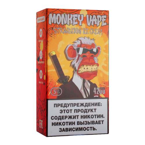 Одноразовый парогенератор Monkey Vape 4000 USB - Клубничное мороженное - 20мг/мл. Strong купить в Минске