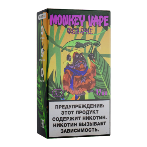 Одноразовый парогенератор Monkey Vape 4000 USB - Зеленое, яблоко - 20мг/мл. Strong Одноразовый парогенератор Monkey Vape 4000 USB - Зеленое, яблоко - 20мг/мл. Strong